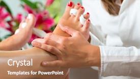  Presentation with day spa - Theme enhanced with podiatry - woman receiving pedicure background and a  colored foreground