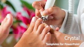  Presentation with day spa - Beautiful PPT layouts featuring podiatry - woman receiving pedicure backdrop and a coral colored foreground