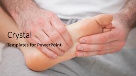  Presentation with reflexology foot massage spa foot - Theme consisting of poditrist - podiatrist massaging the foot background and a coral colored foreground