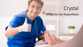  Presentation with feet - PPT layouts consisting of poditrist - podiatrist treating feet during procedure background and a soft green colored foreground