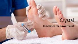  Presentation with feet - Slides having poditrist - podiatrist treating feet during procedure background and a coral colored foreground
