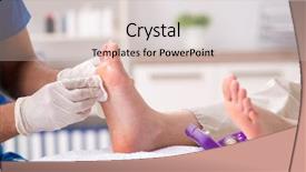  Presentation with compliance policy procedure conformity obedience - PPT theme consisting of poditrist - podiatrist treating feet during procedure background and a lemonade colored foreground