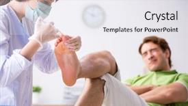  Presentation with feet - PPT layouts featuring poditrist - podiatrist treating feet during procedure background and a white colored foreground