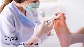  Presentation with feet - Cool new slides with poditrist - podiatrist treating feet during procedure backdrop and a light blue colored foreground