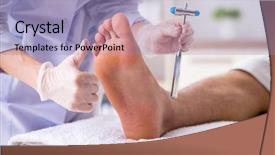  Presentation with recall procedure - Theme enhanced with poditrist - podiatrist treating feet during procedure background and a light blue colored foreground