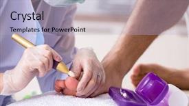  Presentation with feet - Cool new presentation theme with poditrist - podiatrist treating feet during procedure backdrop and a light blue colored foreground