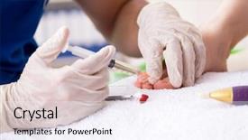  Presentation with feet - PPT theme enhanced with poditrist - podiatrist treating feet during procedure background and a  colored foreground