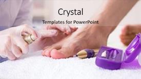  Presentation with feet - Slide set having poditrist - podiatrist treating feet during procedure background and a lemonade colored foreground