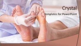  Presentation with feet - Presentation theme featuring poditrist - podiatrist treating feet during procedure background and a lemonade colored foreground