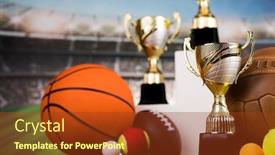  Presentation with awards - Slide set consisting of podium-for-sports-awards-equipment background and a tawny brown colored foreground