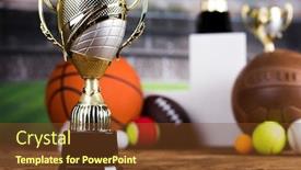  Presentation with awards - Audience pleasing slide deck consisting of podium-for-sports-awards-equipment backdrop and a tawny brown colored foreground