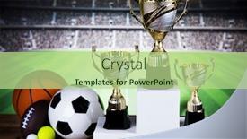  Presentation with awards - Slide deck having podium-for-sports-awards-equipment background and a mint green colored foreground
