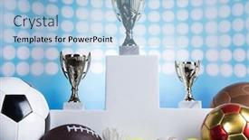  Presentation with awards - Cool new presentation design with podium-for-sports-awards-equipment backdrop and a light blue colored foreground