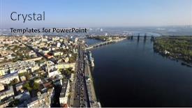  Presentation with ukraine - Slide set with podol-kiev-ukraine-aerial-view background and a light blue colored foreground