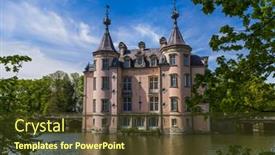  Presentation with castle - PPT theme having poeke-castle-in-belgium-architecture background and a tawny brown colored foreground