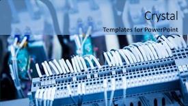  Presentation with electric wires - Audience pleasing presentation design consisting of poer plugs machine tools - electric wires attached backdrop and a light blue colored foreground