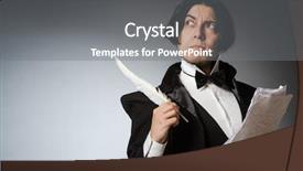  Presentation with vintage - Colorful slide set enhanced with poet - funny writer with quill backdrop and a gray colored foreground