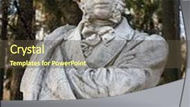  Presentation with museum - Beautiful PPT layouts featuring poet pushkin sculpture in museum backdrop and a tawny brown colored foreground