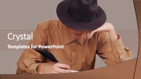  Presentation with writing - Audience pleasing presentation theme consisting of poet writing on desk backdrop and a tawny brown colored foreground