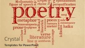  Presentation with art literature - PPT theme enhanced with poetry-word-cloud-handwriting background and a coral colored foreground