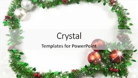  Presentation with holly - PPT theme enhanced with poinsettas - christmas decoration with holly seasonal background and a white colored foreground