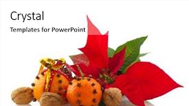  Presentation with orange - Slide deck featuring poinsettas - orange with cloves walnuts background and a  colored foreground