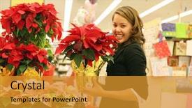  Presentation with floral - Presentation theme with poinsettas - pretty woman in floral store background and a  colored foreground