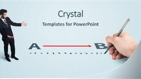  Presentation with starting line red running track - PPT theme having point point b - businessman looking at red line background and a  colored foreground