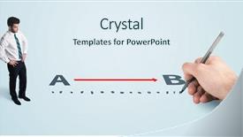  Presentation with starting line red running track - Audience pleasing slides consisting of point point b - businessman looking at red line backdrop and a sky blue colored foreground