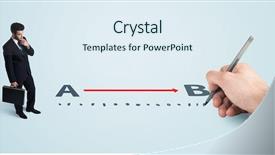  Presentation with starting line red running track - Theme enhanced with point point b - businessman looking at red line background and a sky blue colored foreground