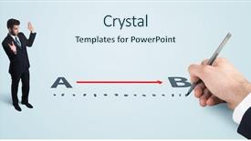  Presentation with starting line red running track - Beautiful slides featuring point point b - businessman looking at red line backdrop and a sky blue colored foreground