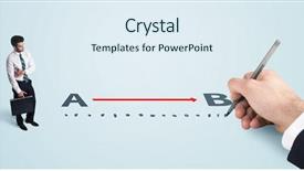  Presentation with red - Colorful presentation design enhanced with right person right job - businessman looking at red line backdrop and a sky blue colored foreground