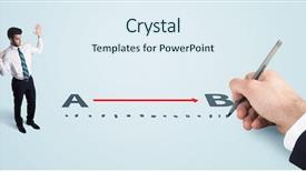  Presentation with red - Cool new slide set with point point b - businessman looking at red line backdrop and a sky blue colored foreground