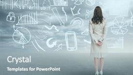  Presentation with digital image - Colorful presentation enhanced with point point b - digital composite image of businessman backdrop and a gray colored foreground