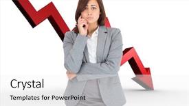  Presentation with system thinking - Presentation design consisting of point point b - upset thinking businesswoman against red background and a white colored foreground