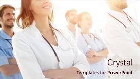  Presentation with professional - PPT theme having point care test - bottom view professional team background and a  colored foreground