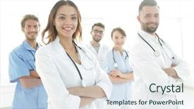  Presentation with professional - Theme having point care test - bottom view professional team background and a sky blue colored foreground