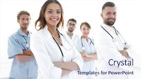  Presentation with professional - Amazing presentation theme having point care test - bottom view professional team backdrop and a sky blue colored foreground