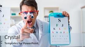  Presentation with eye doctor - PPT layouts having point care test - eye doctor in eyecare concept background and a  colored foreground