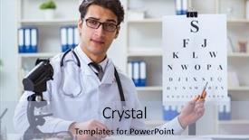  Presentation with medical eye - Audience pleasing slide deck consisting of point care test - eye doctor in medical concept backdrop and a light blue colored foreground