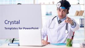  Presentation with whiteboard - Audience pleasing slide deck consisting of point care test - young handsome doctor otolaryngologist backdrop and a  colored foreground