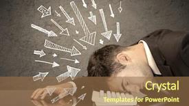  Presentation with head - Amazing PPT layouts having business person resting his head backdrop and a coral colored foreground