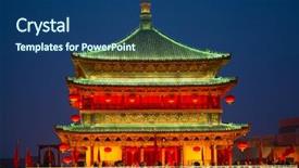  Presentation with terracotta army - PPT theme having point of the silk road background and a ocean colored foreground