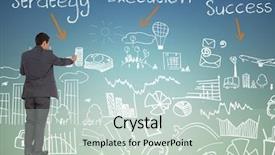  Presentation with abstract digital business interface - Slide set featuring point point b - digital composition of businessman drawing background and a soft green colored foreground