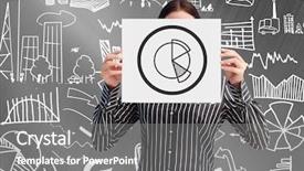  Presentation with digital tranforamtion - Colorful presentation enhanced with point point b - digital composition of businesswoman holding backdrop and a gray colored foreground