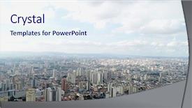  Presentation with pollution - Colorful PPT theme enhanced with point pollution - aerial view of tatuape district backdrop and a sky blue colored foreground