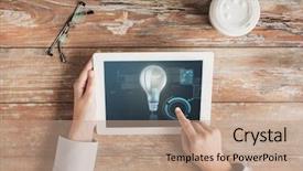  Presentation with mobile payment app business technology - Beautiful PPT theme featuring point pollution - business people progress and technology backdrop and a coral colored foreground