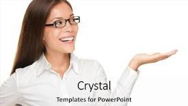  Presentation with space race - Audience pleasing PPT theme consisting of caucasian female model looking away backdrop and a white colored foreground