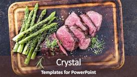  Presentation with wagyu - Presentation theme having point steak with green asparagus background and a tawny brown colored foreground