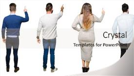  Presentation with people collage - Slide set with point view - collage of people over white background and a lemonade colored foreground